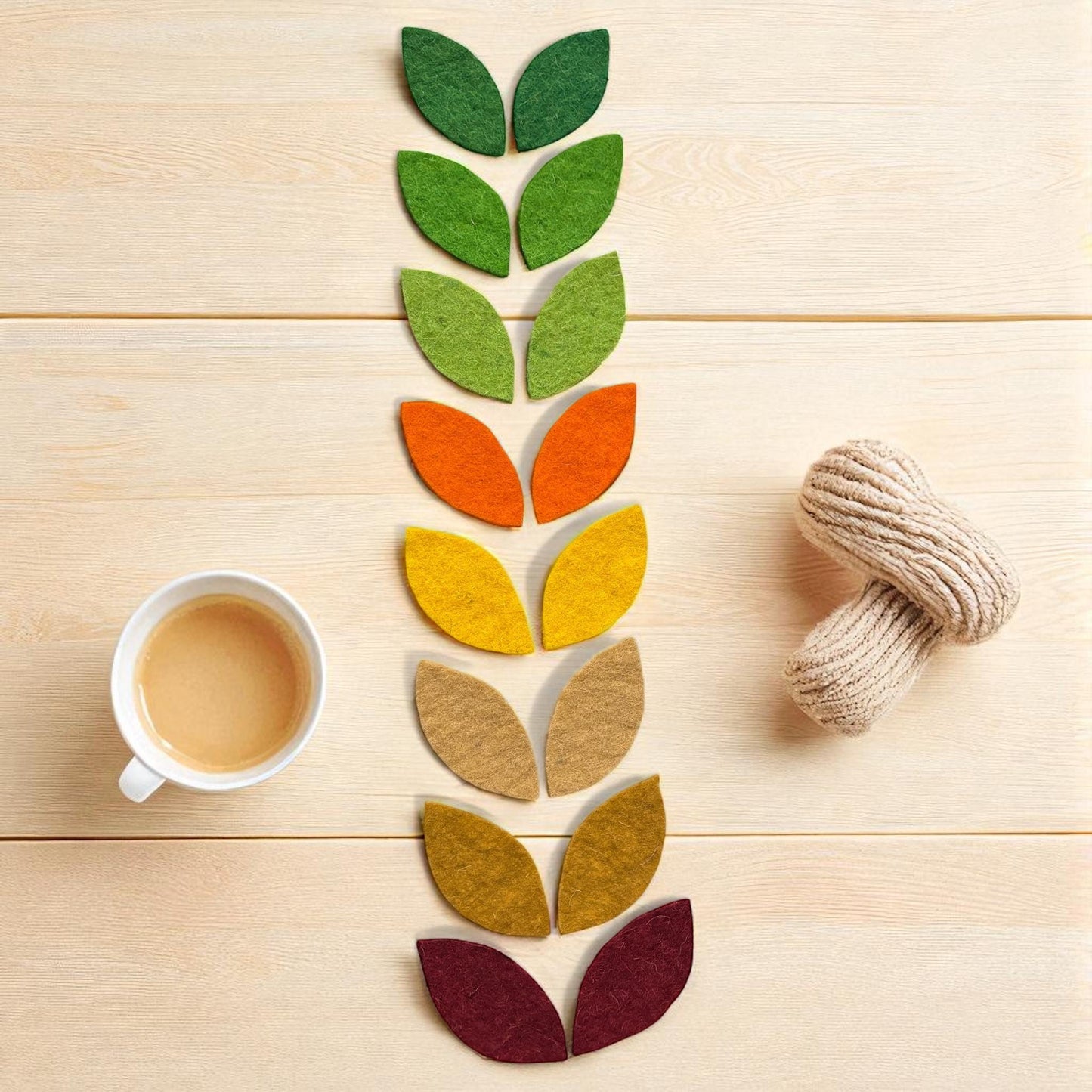 Felt Leaves: Multi-Color Wool Die Cuts, DIY Craft Supplies