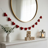 Wool Felt Handmade Heart Garland | Valentine’s Day Decor | Wedding & Anniversary Decoration | Romantic Bedroom Wall Decor | Couple Gift