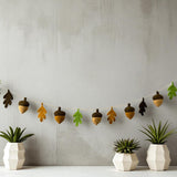 Wool Felt Fall Garland, Autumn Season Garland, Wool Felt Autumn Leaves and Acorns Fall Decor Garland and Bunting, Thanksgiving for Halloween