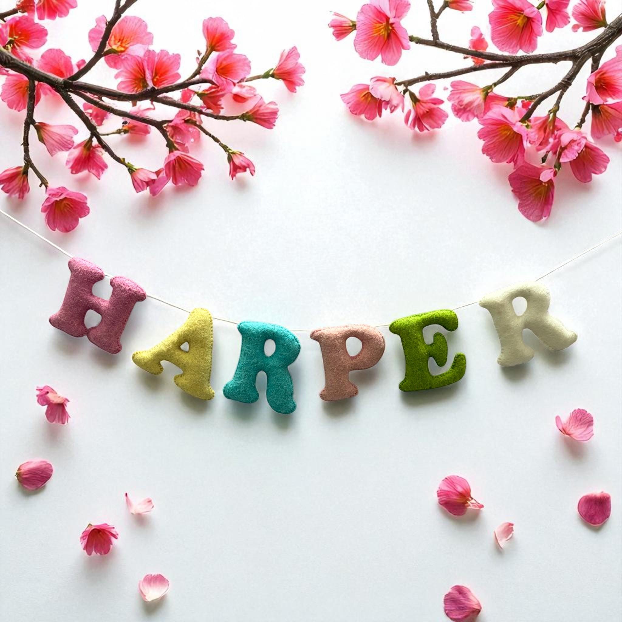 Custom Felt Name Banner,  Felt Letter Banner, Nursery Name Sign, Baby Name Garland