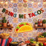 Bring Me Tacos Garland, Fiesta Party Banner, Handmade Felt Garland, Taco Party Decor, Cinco de Mayo Decorations, Mexican Theme Party Sign
