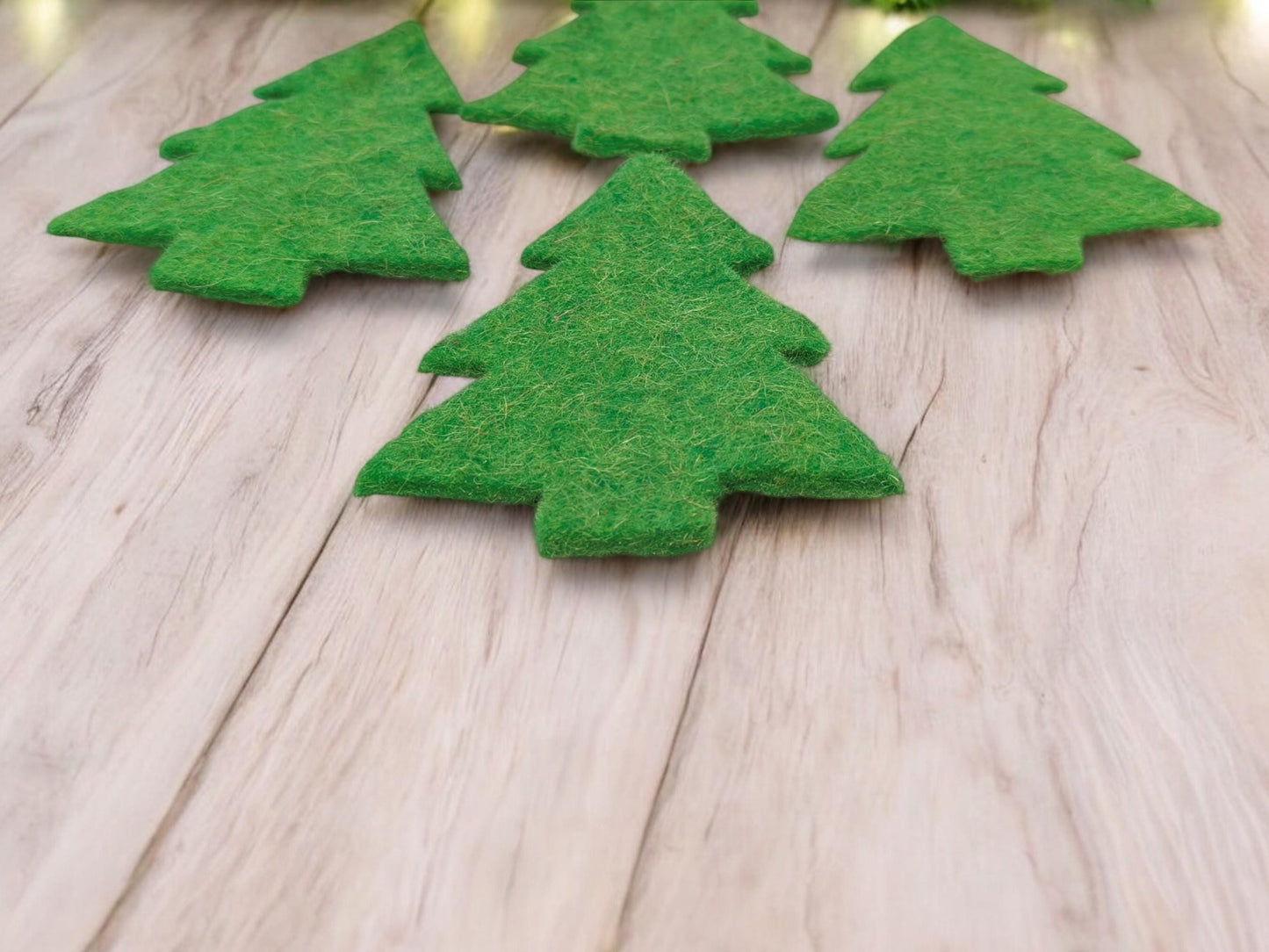 Handmade Wool Felt Christmas Tree Die Cuts: DIY Garland Ornaments, Pack of 5