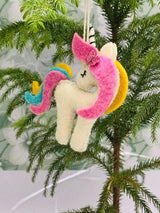 Felt Unicorn Christmas Ornament: Handmade Wool Tree Decoration