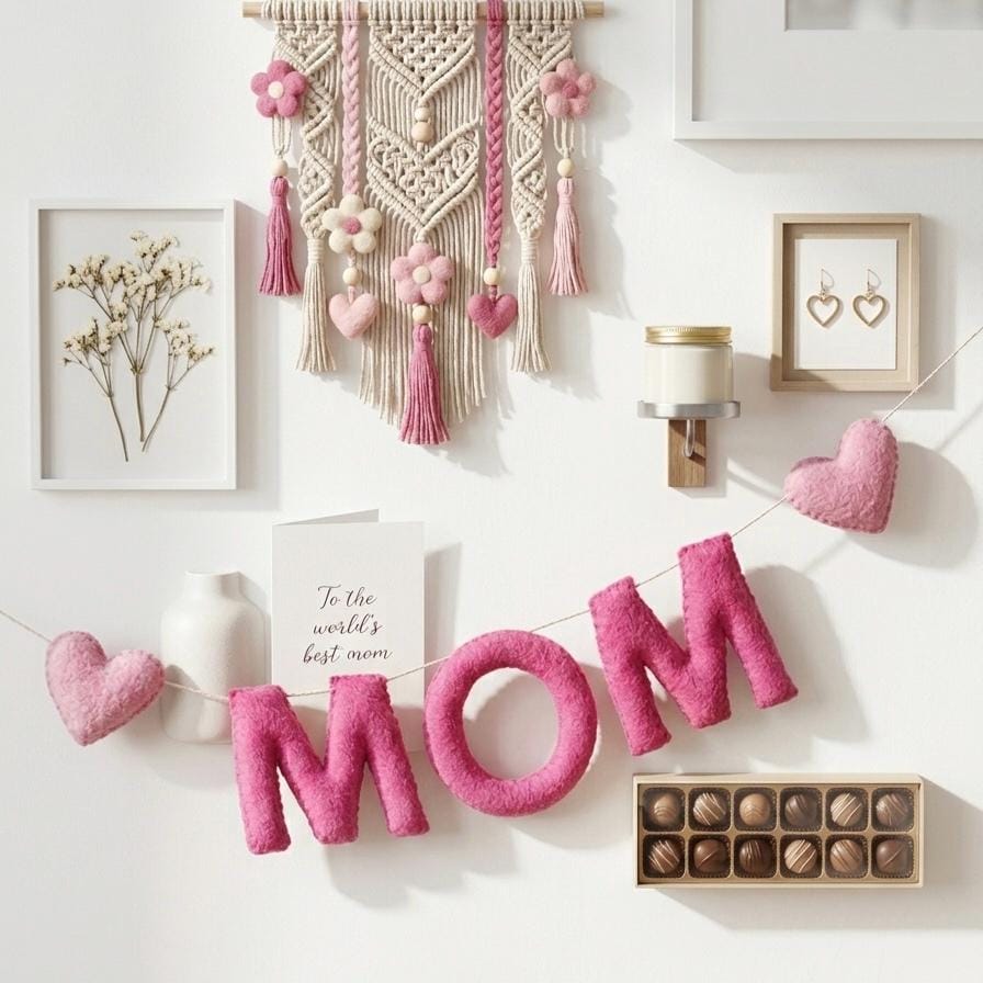 Best Mom Ever Garland, Mother’s Day Banner, Handmade Wool Felt Decor, Mom Gift, Felt Letter Garland, Mothers Day Wall Hanging