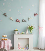 Wool Felt Bunny Garland – Handmade Easter Rabbit Decor – Spring Nursery Banner – Easter Home Decoration – Soft Felt Bunny Gift
