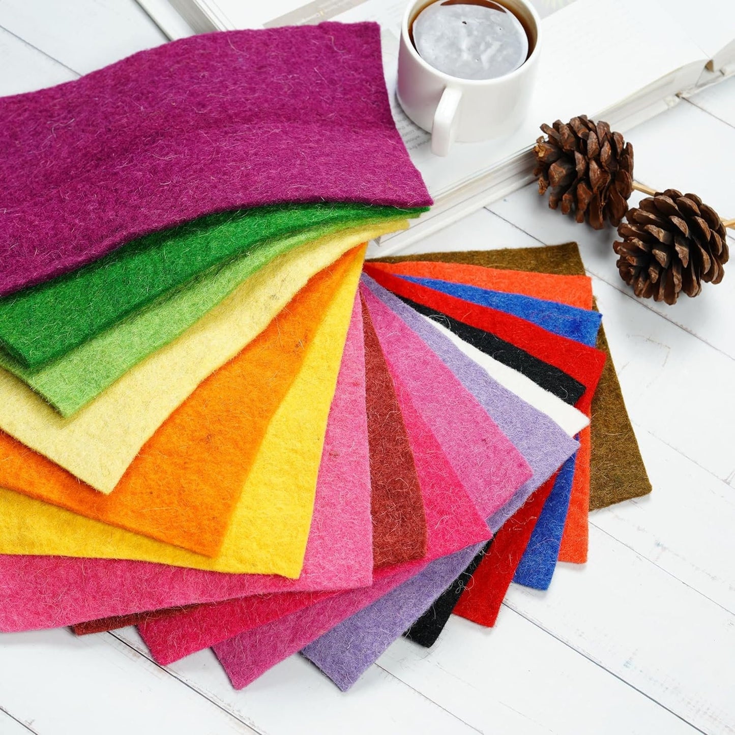 Multi-Color Merino Wool Felt Sheets: 10 Pack, 8x12" Handmade Craft Supplies