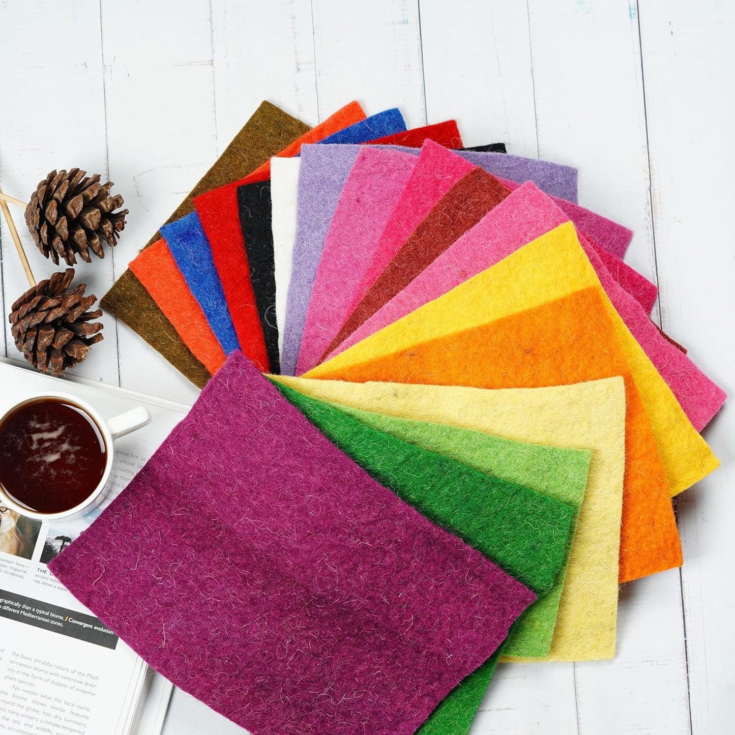Multi-Color Merino Wool Felt Sheets: 10 Pack, 8x12" Handmade Craft Supplies