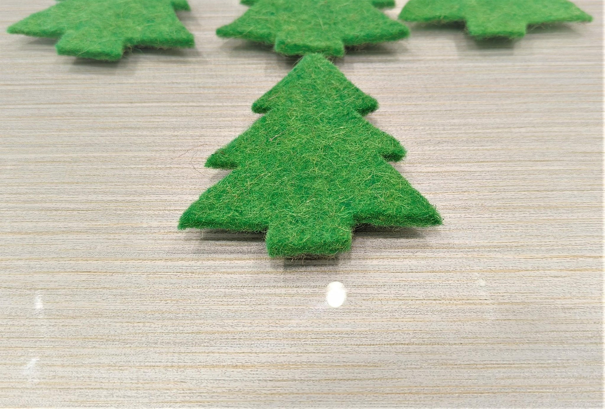 Handmade Wool Felt Christmas Tree Die Cuts: DIY Garland Ornaments, Pack of 5