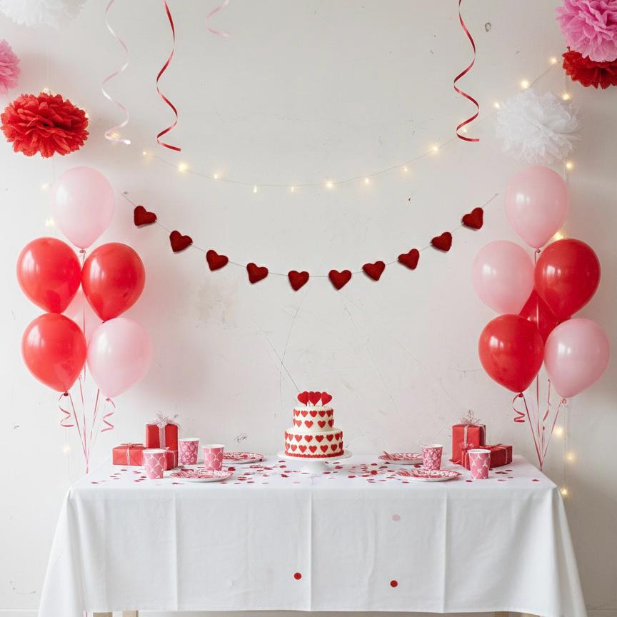 Handmade Wool Felt Hearts Garland Valentine’s Day Decor Wedding and Anniversary Decoration Bridal Shower & Engagement Decor
