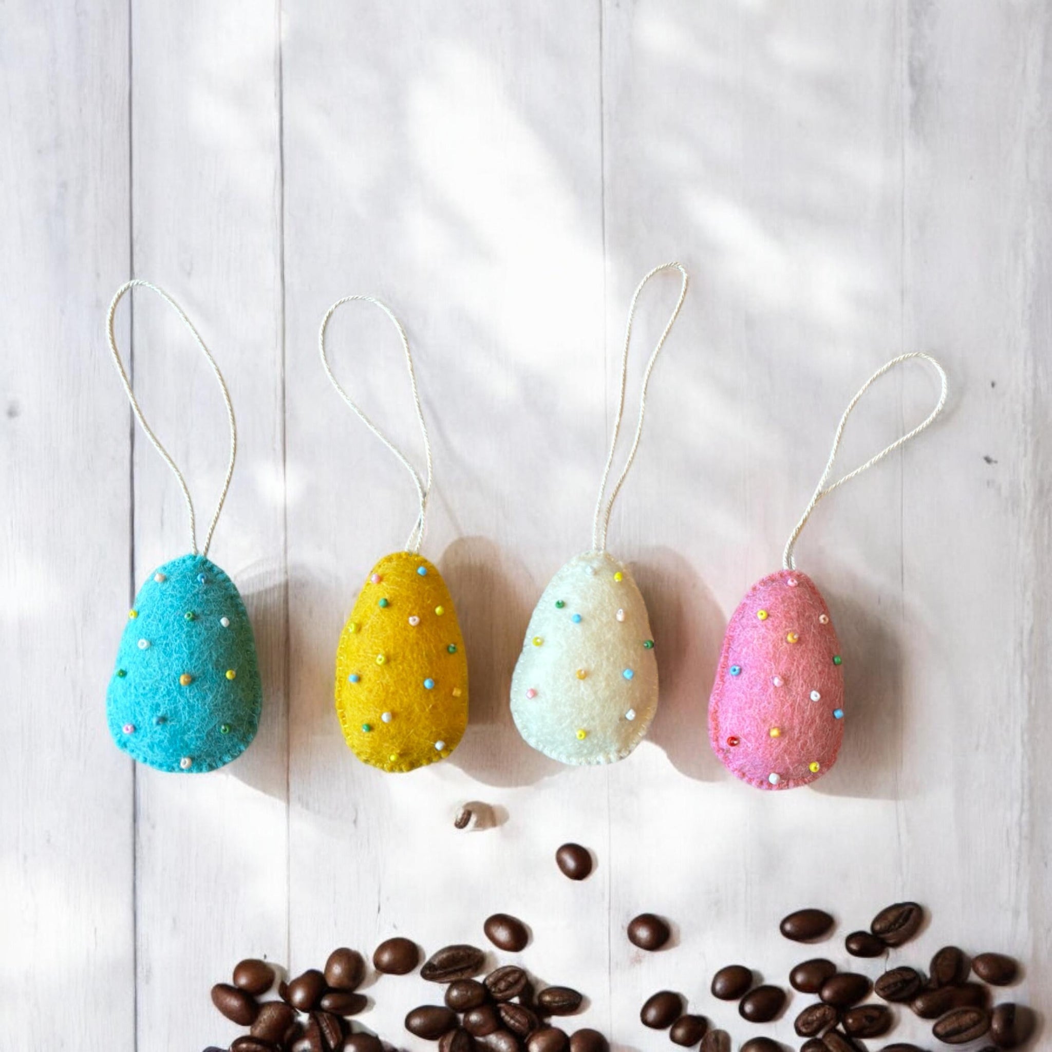 Wool Felt Easter Eggs: Pastel Color Hanging Ornaments/Bowl Fillers For Easter Baskets
