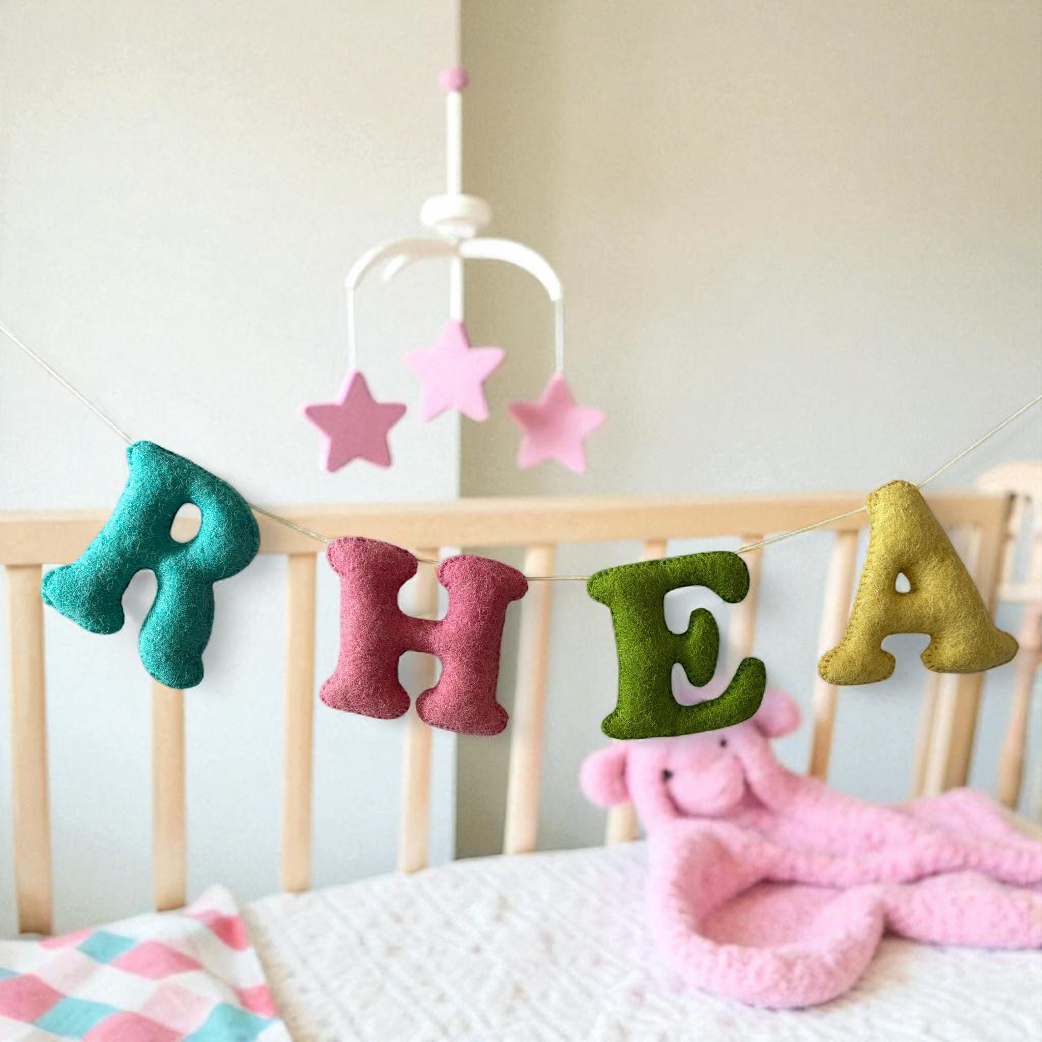 Custom Felt Name Banner,  Felt Letter Banner, Nursery Name Sign, Baby Name Garland