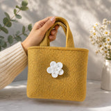 Personalized Felt Handbag with Custom Initial | Handmade Wool Flower Tote Bag for Women