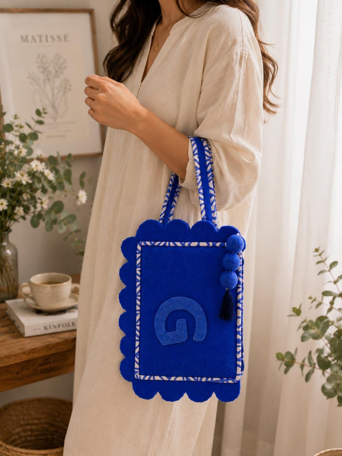 Personalized Wool Felt Makeup Pouch | Custom Monogram Cosmetic Bag & Travel Toiletry Organizer