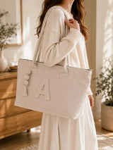 Personalized Wool Felt Tote Bag | Custom Monogram Work & Travel Handbag for Women