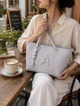 Personalized Wool Felt Tote Bag | Custom Monogram Work & Travel Handbag for Women