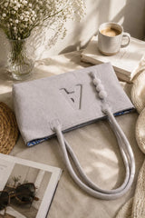 Personalized Wool Felt Tote Bag | Custom Monogram Work & Travel Handbag for Women