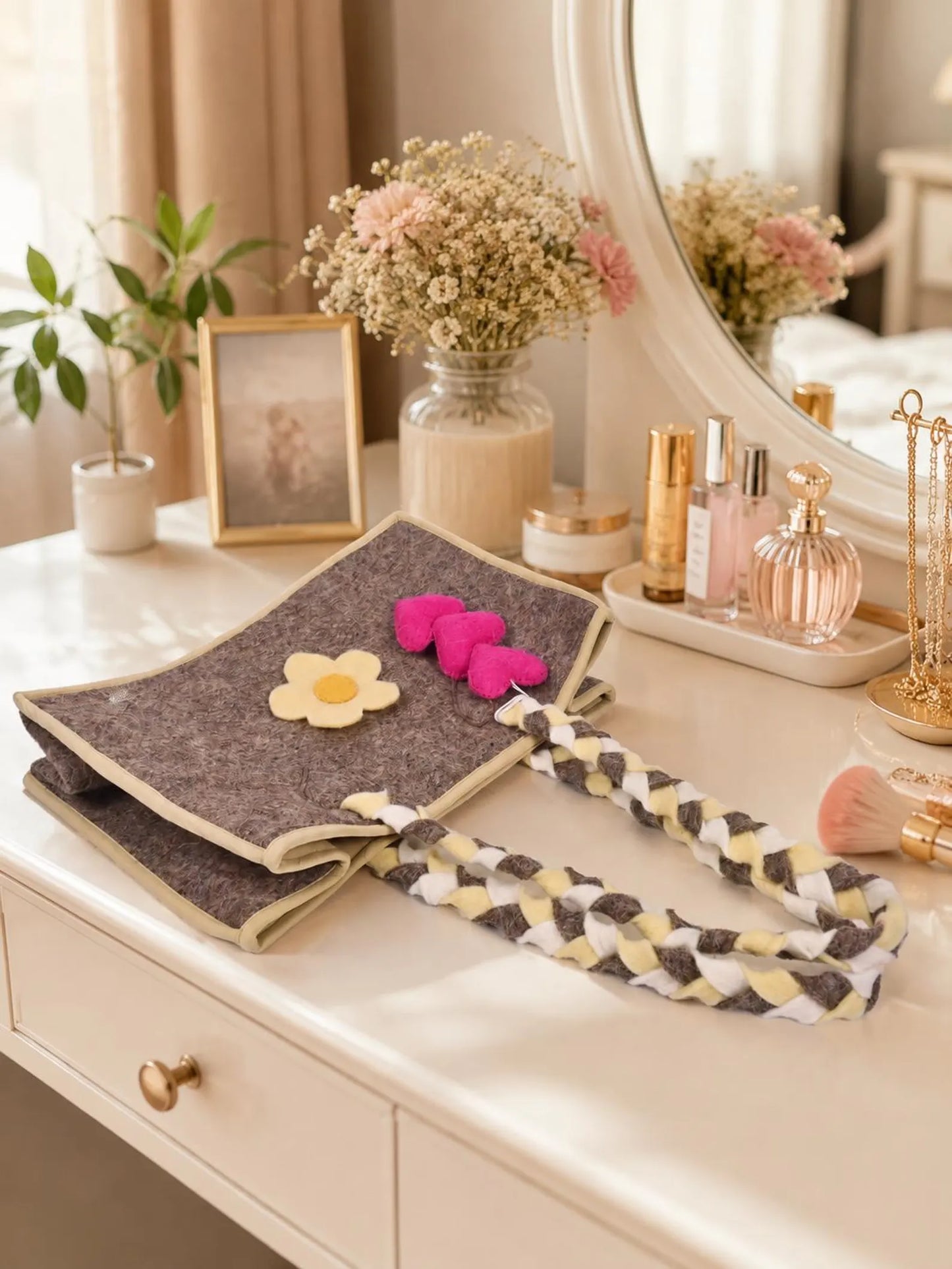Personalized Wool Felt Tote Bag | Custom Monogram Handmade Handbag for Women