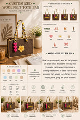 Personalized Wool Felt Tote Bag | Custom Monogram Handmade Handbag for Women